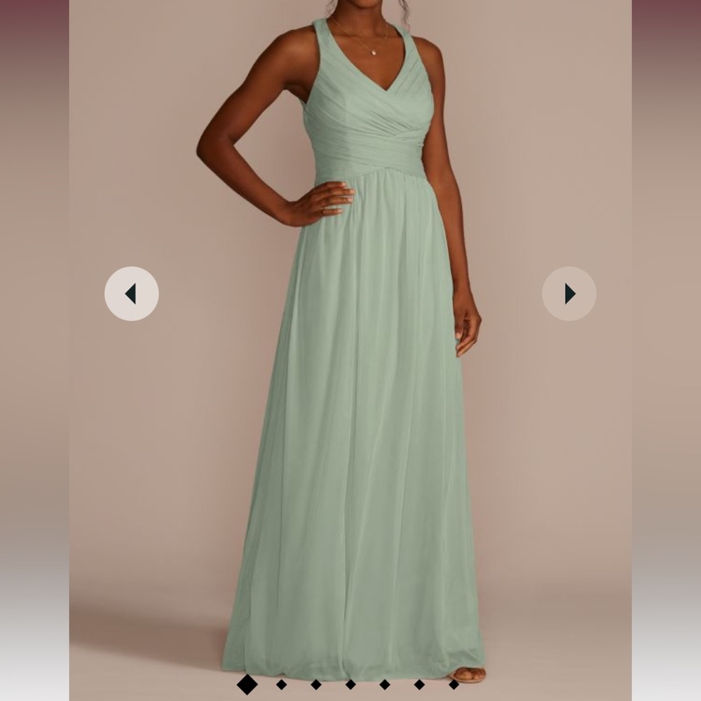 David’s Bridal Mesh Long Bridesmaid Dress w/ Crisscross Back